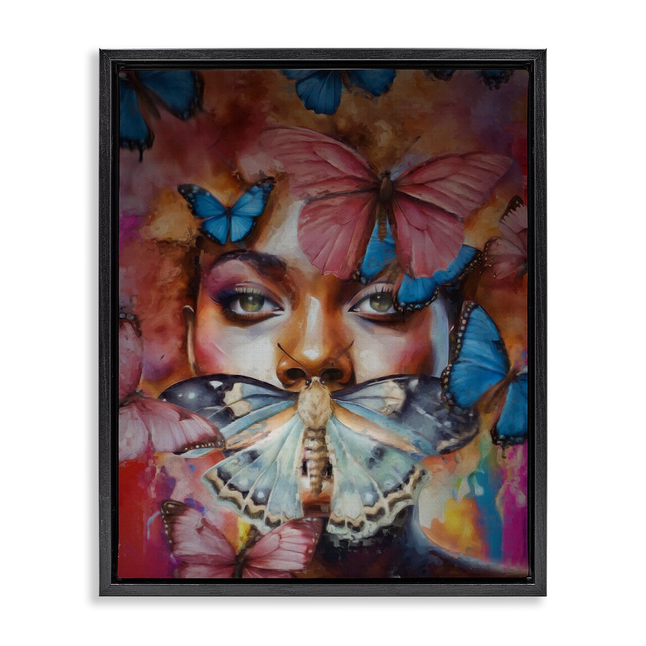 Stupell Industries Moths & Flutterby Female Portrait Floating Frame By Jesse Keith